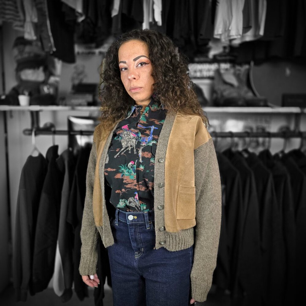 Vintage Polo Ralph Lauren Wool Suede Satin Lined Cardigan Women's Small